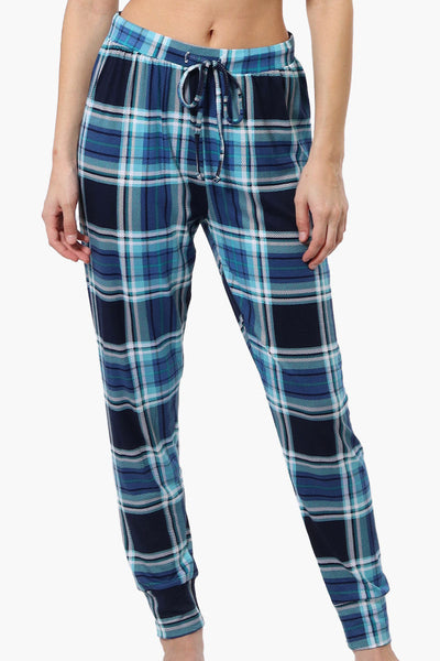 Cuddly Canuckies Plaid Jogger Pajama Pants - Blue - Womens Pajamas - Canada Weather Gear