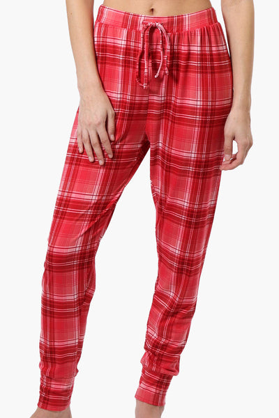 Cuddly Canuckies Plaid Jogger Pajama Pants - Red - Womens Pajamas - Canada Weather Gear