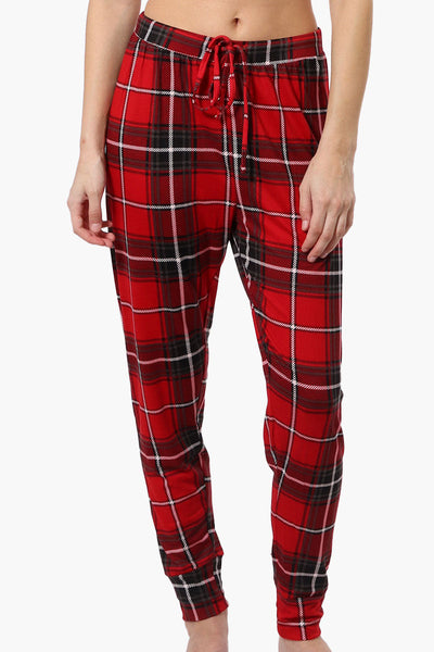 Cuddly Canuckies Plaid Jogger Pajama Pants - Red - Womens Pajamas - Canada Weather Gear