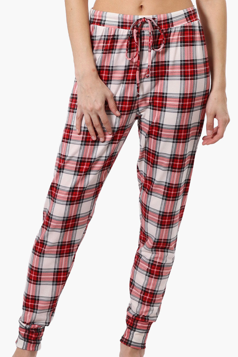 Cuddly Canuckies Plaid Jogger Pajama Pants - Red - Womens Pajamas - Canada Weather Gear