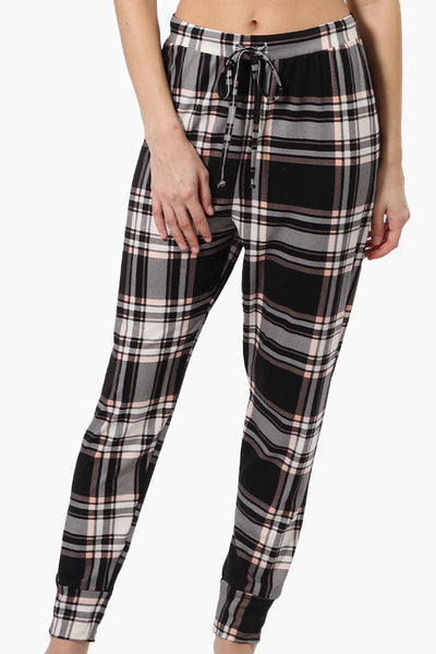 Cuddly Canuckies Plaid Jogger Pajama Pants - Black - Womens Pajamas - Canada Weather Gear