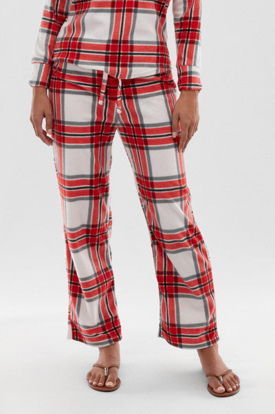 Canada Weather Gear Plaid Wide Leg Pajama Pants - White - Womens Pajamas - Canada Weather Gear