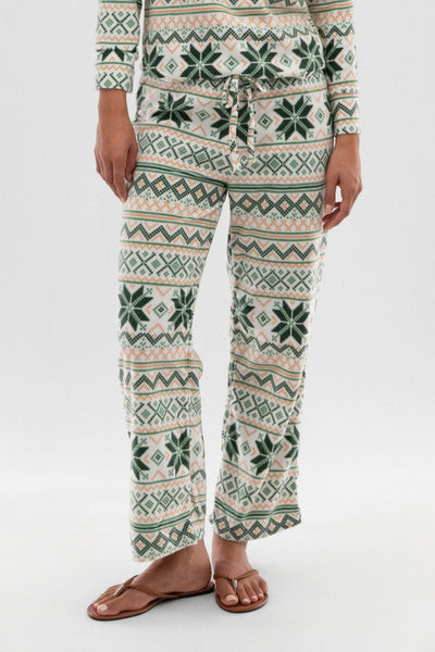 Canada Weather Gear Festive Print Wide Leg Pajama Pants - White - Womens Pajamas - Canada Weather Gear