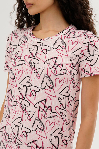 Canada Weather Gear Heart Pattern Tunic Pajama Top - Pink - Womens Pajamas - Canada Weather Gear