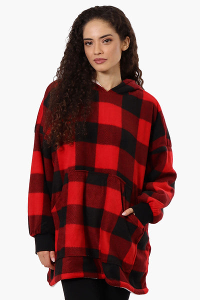 Cuddly Canuckies Plaid Oversized Pajama Hoodie - Red - Womens Pajamas - Canada Weather Gear