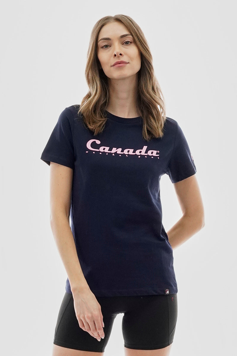 Canada Weather Gear Chest Logo Print Tee - Navy - Womens Tees & Tank Tops - Canada Weather Gear