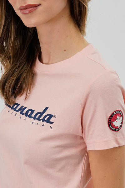 Canada Weather Gear Chest Logo Print Tee - Pink - Womens Tees & Tank Tops - Canada Weather Gear