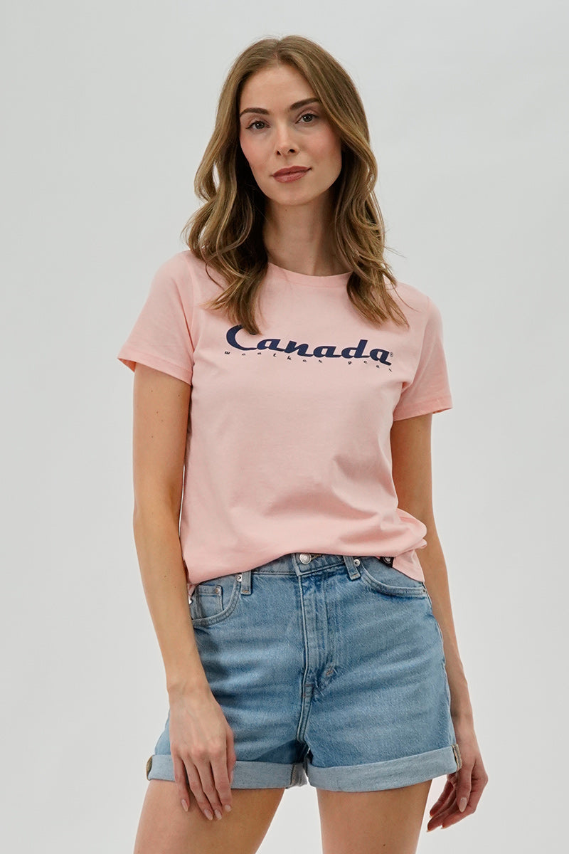 Canada Weather Gear Chest Logo Print Tee - Pink - Womens Tees & Tank Tops - Canada Weather Gear