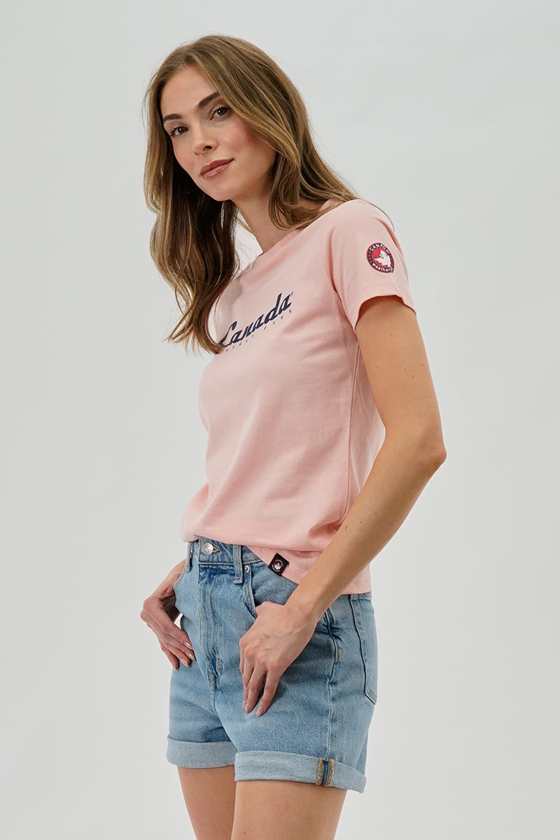 Canada Weather Gear Chest Logo Print Tee - Pink - Womens Tees & Tank Tops - Canada Weather Gear