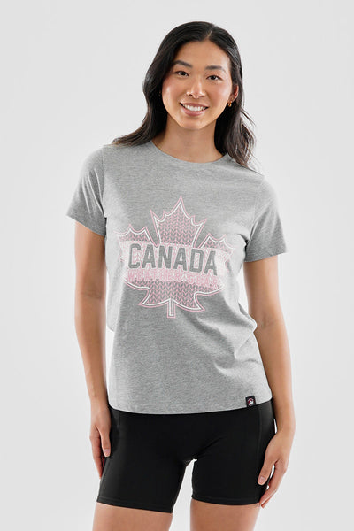 Canada Weather Gear Leaf Logo Print Tee - Grey - Womens Tees & Tank Tops - Canada Weather Gear