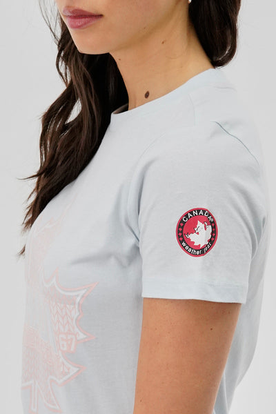 Canada Weather Gear Maple Leaf Print Tee - Aqua - Womens Tees & Tank Tops - Canada Weather Gear