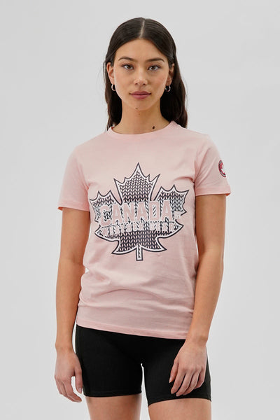 Canada Weather Gear Maple Leaf Print Tee - Blush - Womens Tees & Tank Tops - Canada Weather Gear
