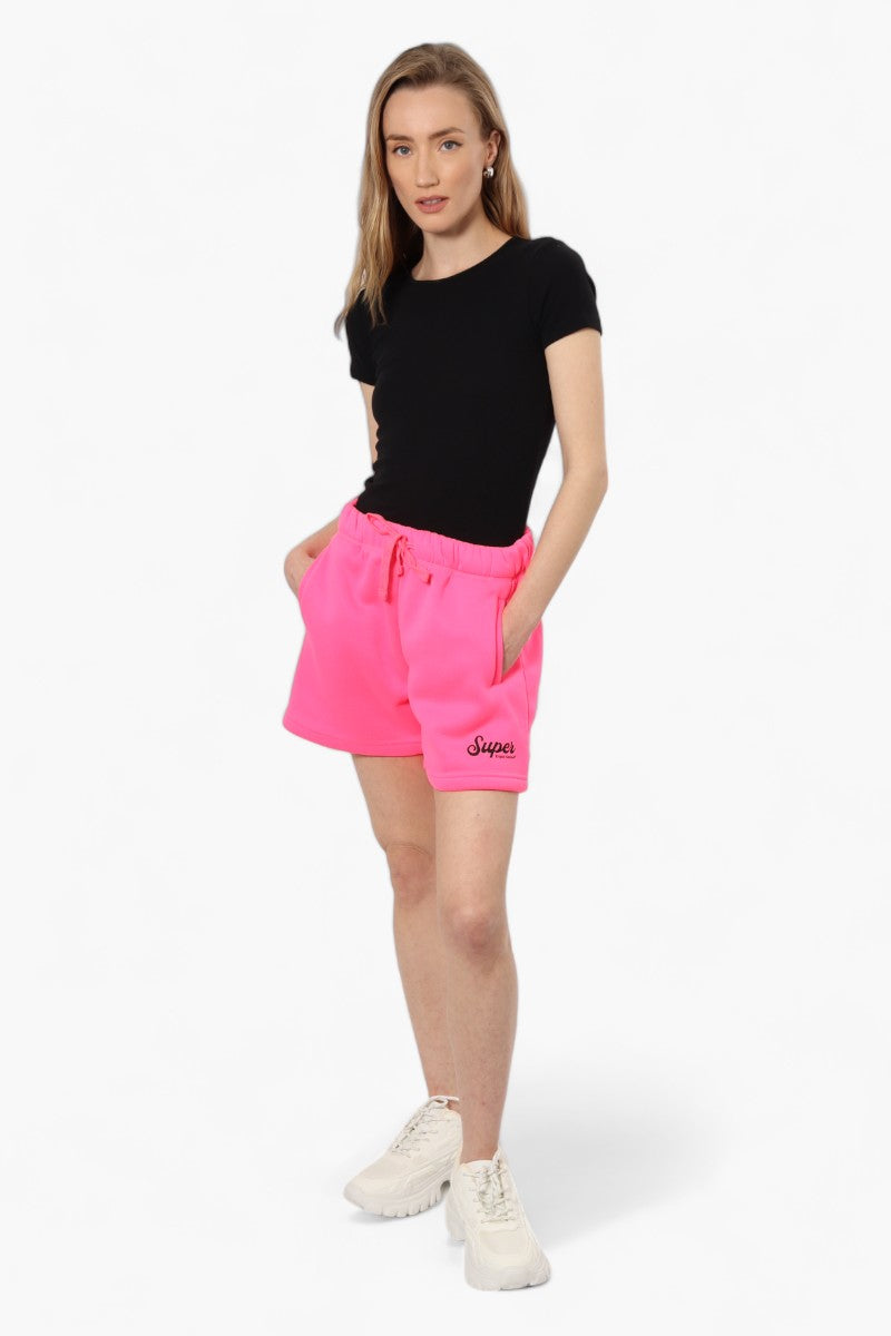 Super Triple Goose Solid Tie Waist Shorts - Pink - Womens Shorts & Capris - Canada Weather Gear