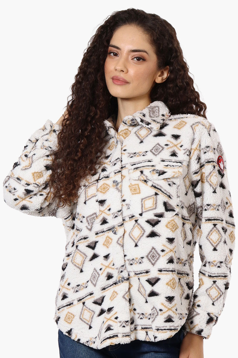 Canada Weather Gear Patterned Sherpa Lightweight Jacket - White - Womens Lightweight Jackets - Canada Weather Gear