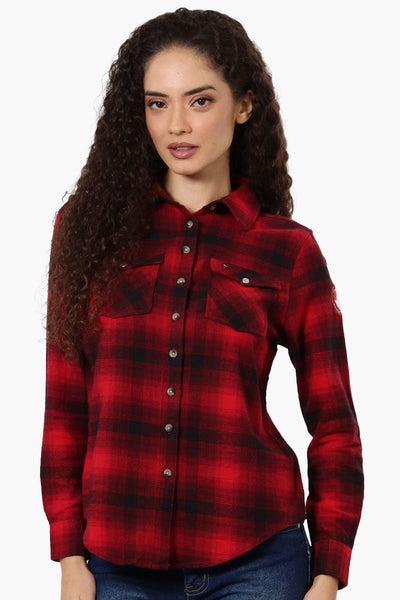 Canada Weather Gear Plaid Button Up Shirt - Red - Womens Shirts & Blouses - Canada Weather Gear