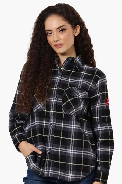 Canada Weather Gear Sherpa Lined Flannel Lightweight Jacket - Black - Womens Lightweight Jackets - Canada Weather Gear