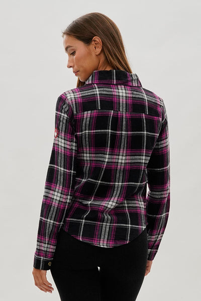 Canada Weather Gear Button Up Flannel Shirt - Black - Womens Shirts & Blouses - Canada Weather Gear