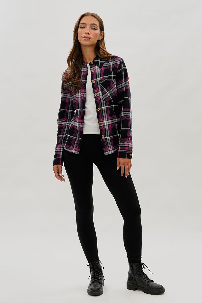 Canada Weather Gear Button Up Flannel Shirt - Black - Womens Shirts & Blouses - Canada Weather Gear