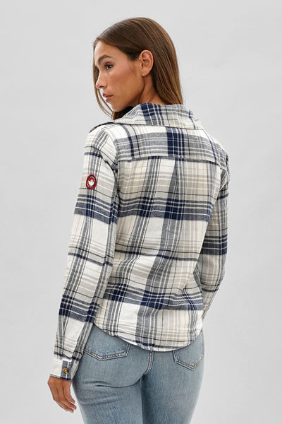 Canada Weather Gear Button Up Flannel Shirt - Grey - Womens Shirts & Blouses - Canada Weather Gear