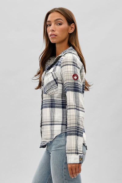 Canada Weather Gear Button Up Flannel Shirt - Grey - Womens Shirts & Blouses - Canada Weather Gear