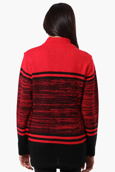 Canada Weather Gear Patterned 1/4 Zip Pullover Sweater - Red - Womens Pullover Sweaters - Canada Weather Gear