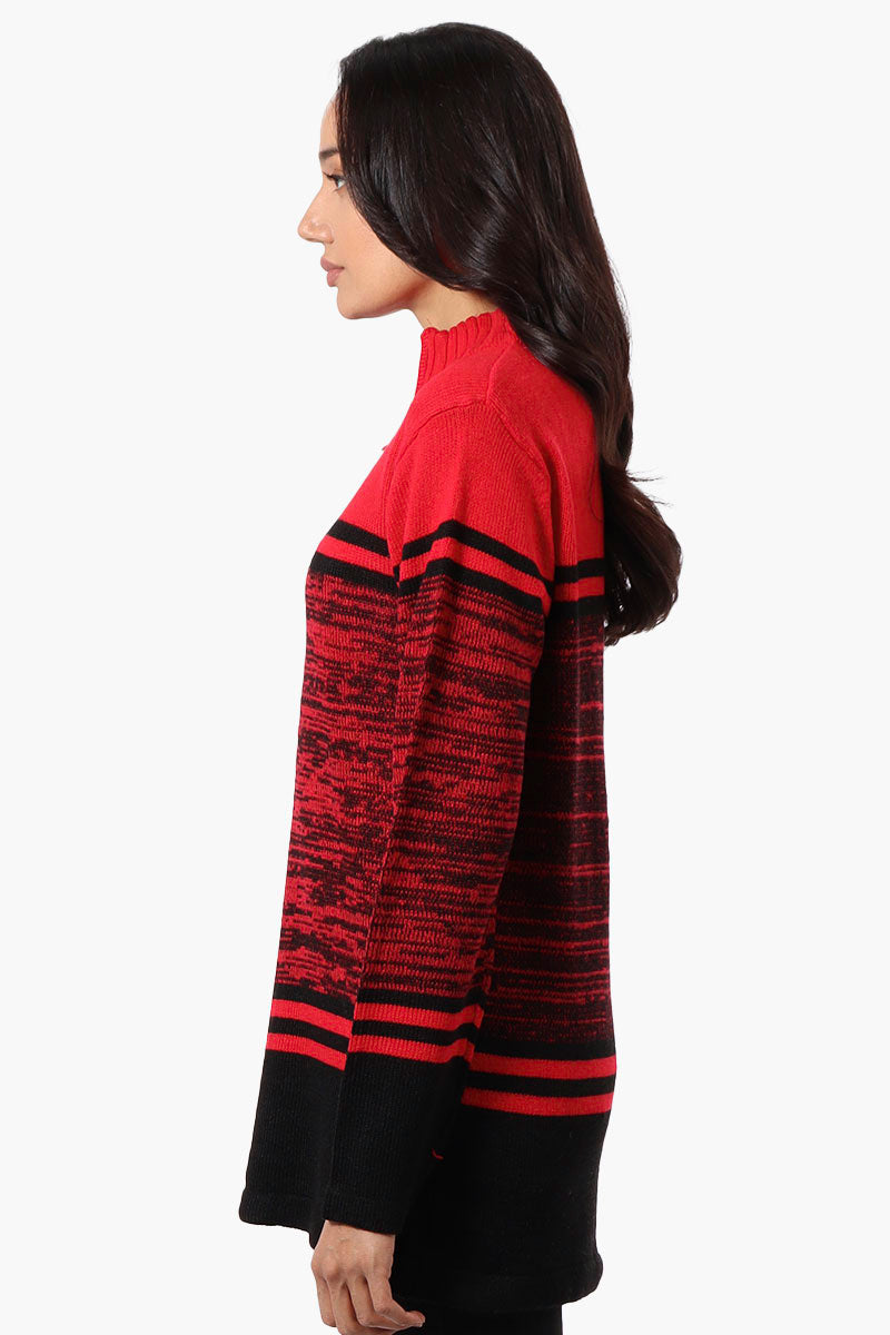 Canada Weather Gear Patterned 1/4 Zip Pullover Sweater - Red - Womens Pullover Sweaters - Canada Weather Gear