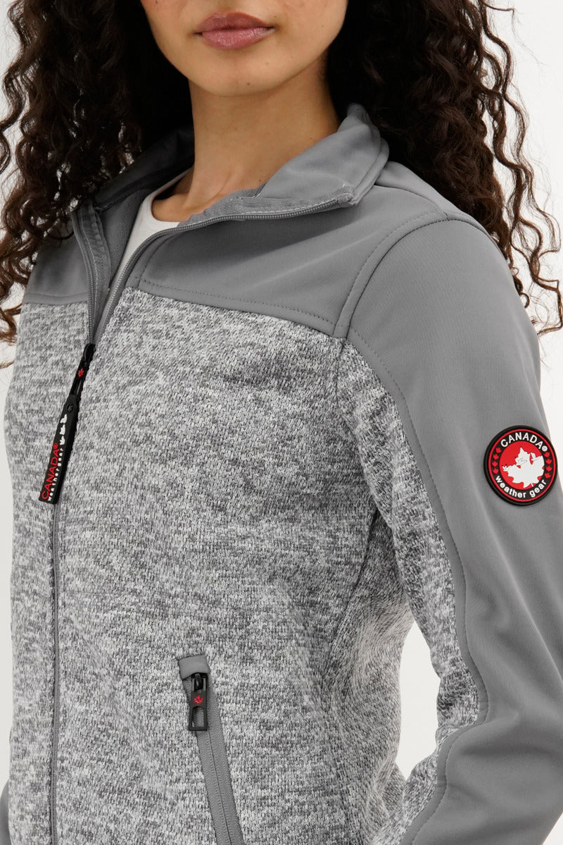 Canada Weather Gear Zip Up Knit Lightweight Jacket - Grey - Womens Lightweight Jackets - Canada Weather Gear