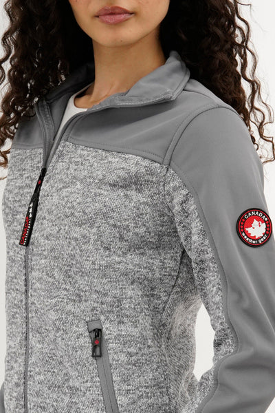 Canada Weather Gear Zip Up Knit Lightweight Jacket - Grey - Womens Lightweight Jackets - Canada Weather Gear