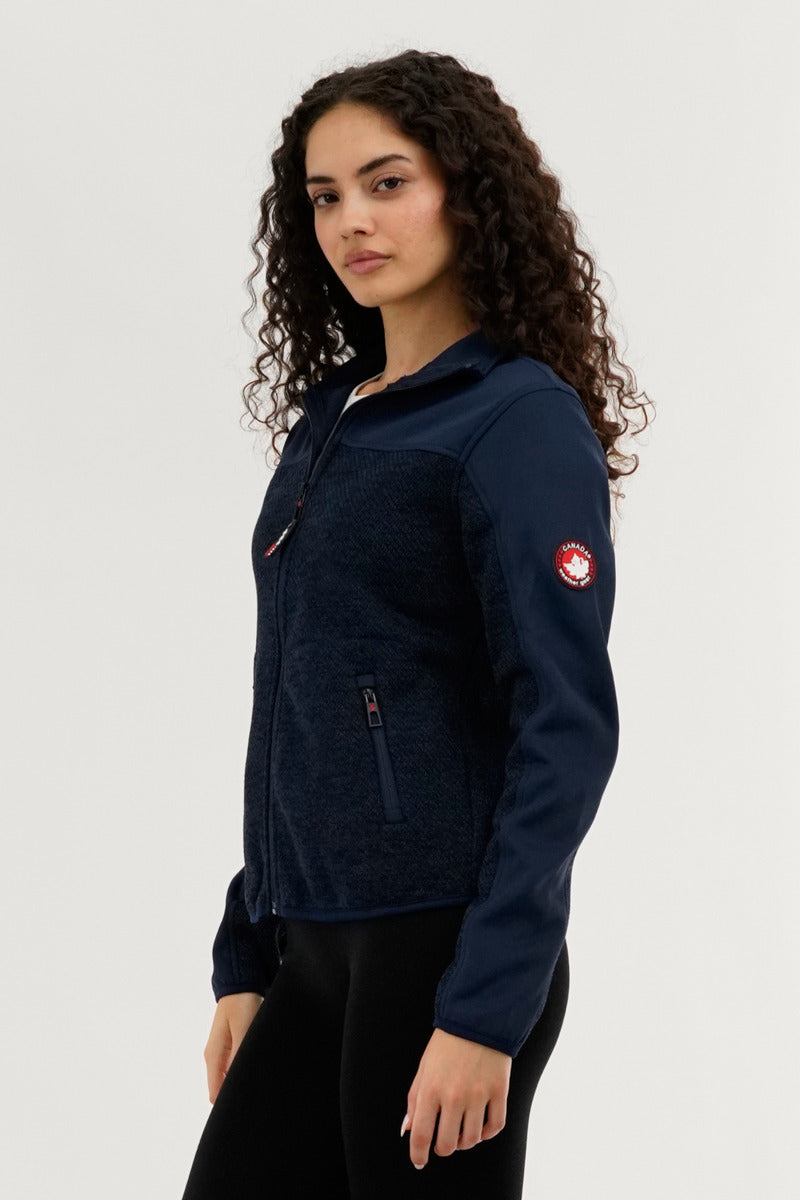 Canada Weather Gear Zip Up Knit Lightweight Jacket - Navy - Womens Lightweight Jackets - Canada Weather Gear