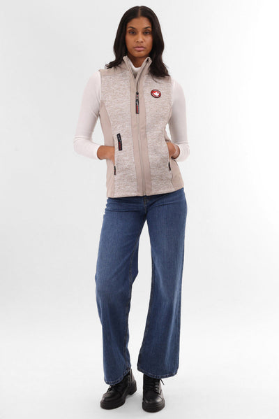 Canada Weather Gear Fleece Zip Up Vest - Cream - Womens Vests - Canada Weather Gear