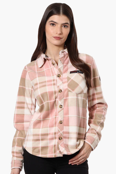 Canada Weather Gear Fleece Plaid Button Up Shirt - Pink - Womens Shirts & Blouses - Canada Weather Gear