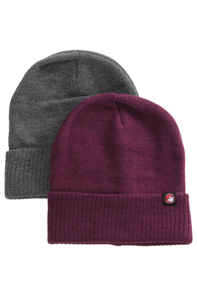 Canada Weather Gear 2 Pack Beanie Hat - Burgundy - Mens Hats - Canada Weather Gear
