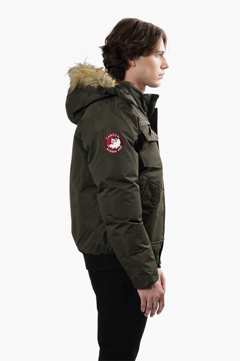 Canada Weather Gear Flap Pocket Bomber Jacket - Olive - Mens Bomber Jackets - Canada Weather Gear