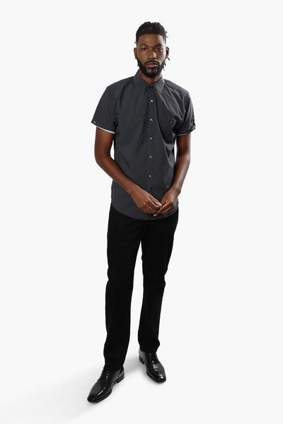 Canada Weather Gear Patterned Short Sleeve Casual Shirt - Black - Mens Casual Shirts - Canada Weather Gear