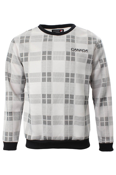 Canada Weather Gear Plaid Crew Neck Sweatshirt - Grey - Mens Hoodies & Sweatshirts - Canada Weather Gear