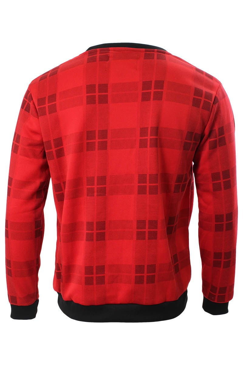 Canada Weather Gear Plaid Crew Neck Sweatshirt - Red - Mens Hoodies & Sweatshirts - Canada Weather Gear