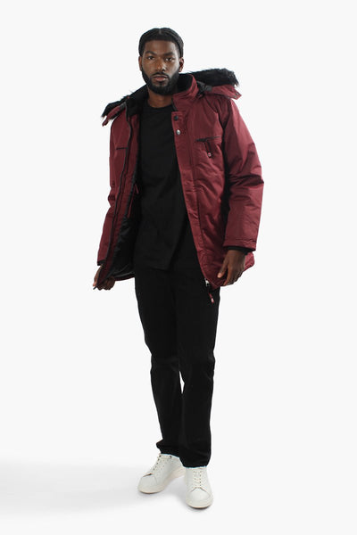 Canada Weather Gear Solid Hooded Parka Jacket - Burgundy - Mens Parka Jackets - Canada Weather Gear