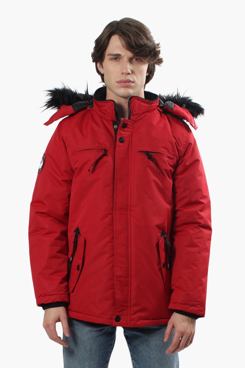 Canada Weather Gear Solid Hooded Parka Jacket - Red - Mens Parka Jackets - Canada Weather Gear