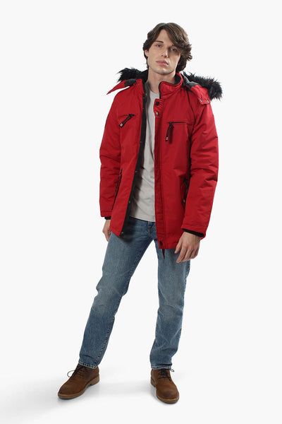 Canada Weather Gear Solid Hooded Parka Jacket - Red - Mens Parka Jackets - Canada Weather Gear
