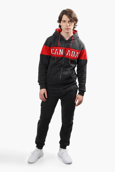 Canada Weather Gear Stripe Front Zip Hoodie - Grey - Mens Hoodies & Sweatshirts - Canada Weather Gear