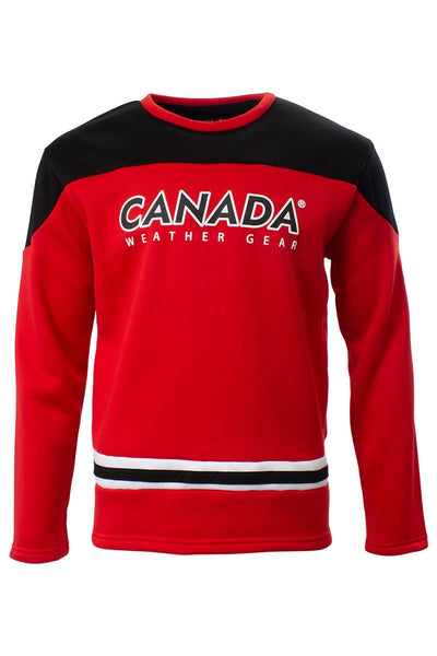 Canada Weather Gear Striped Crew Neck Sweatshirt - Red - Mens Hoodies & Sweatshirts - Canada Weather Gear