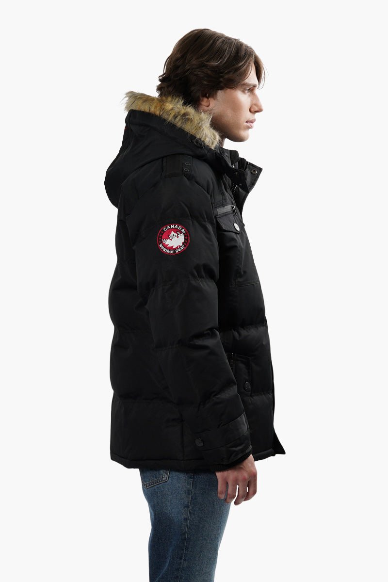 Canada Weather Gear Vegan Fur Hood Parka Jacket - Black - Mens Parka Jackets - Canada Weather Gear