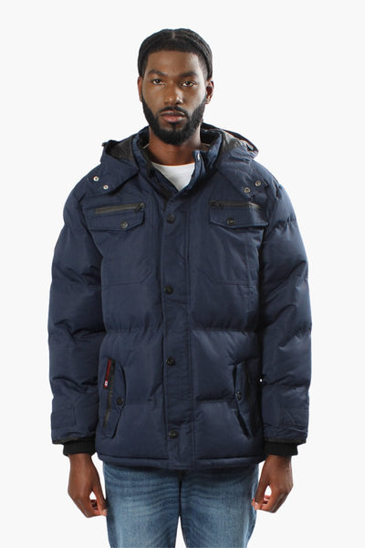 Mens Blue Sherpa-Lined Hooded Puffer Jacket In Canada