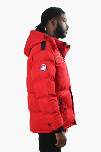 Canada Weather Gear Zip Pocket Puffer Parka Jacket - Red - Mens Parka Jackets - Canada Weather Gear