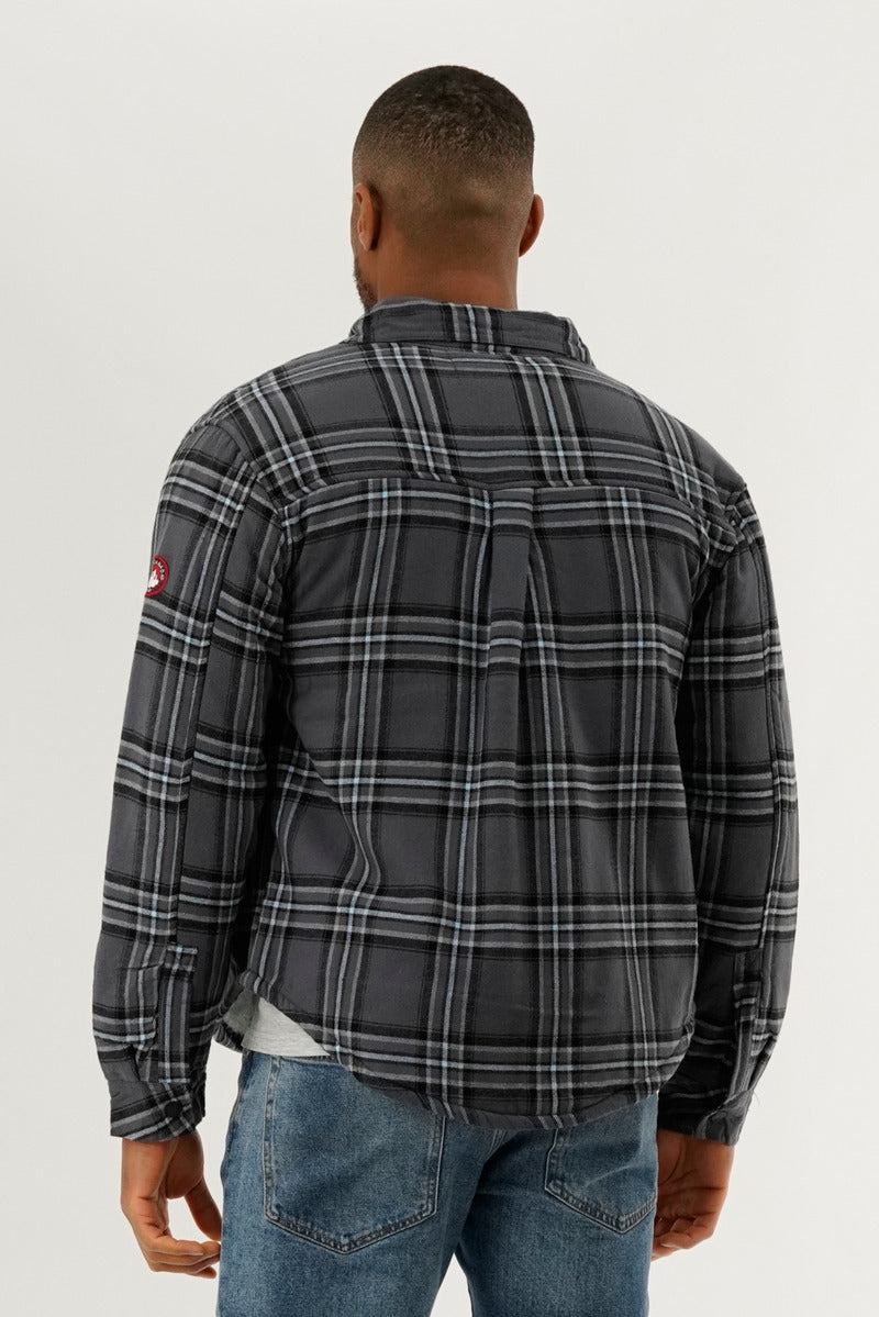 Canada Weather Gear Plaid Plush Lined Lightweight Jacket - Grey - Mens Lightweight Jackets - Canada Weather Gear