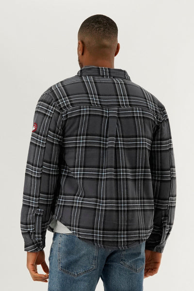 Canada Weather Gear Plaid Plush Lined Lightweight Jacket - Grey - Mens Lightweight Jackets - Canada Weather Gear