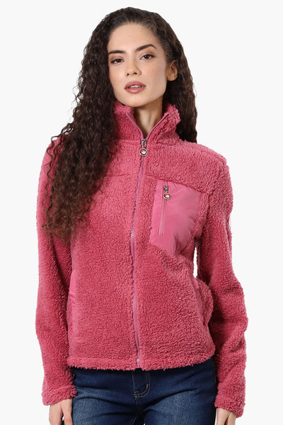 Canada Weather Gear Sherpa Zip Up Lightweight Jacket - Pink - Womens Lightweight Jackets - Canada Weather Gear