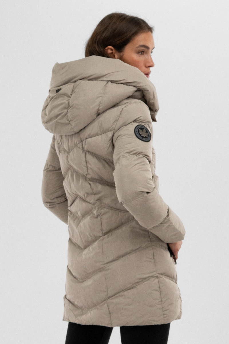Canada Weather Gear Chevron Quilted Parka Jacket - Beige
