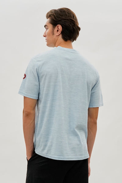 Canada Weather Gear Short Sleeve Henley Tee - Blue - Mens Tees & Tank Tops - Canada Weather Gear