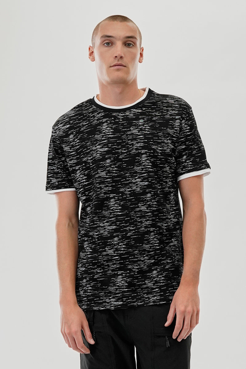Canada Weather Gear Vintage Patterned Crewneck Tee - Black - Mens Tees & Tank Tops - Canada Weather Gear